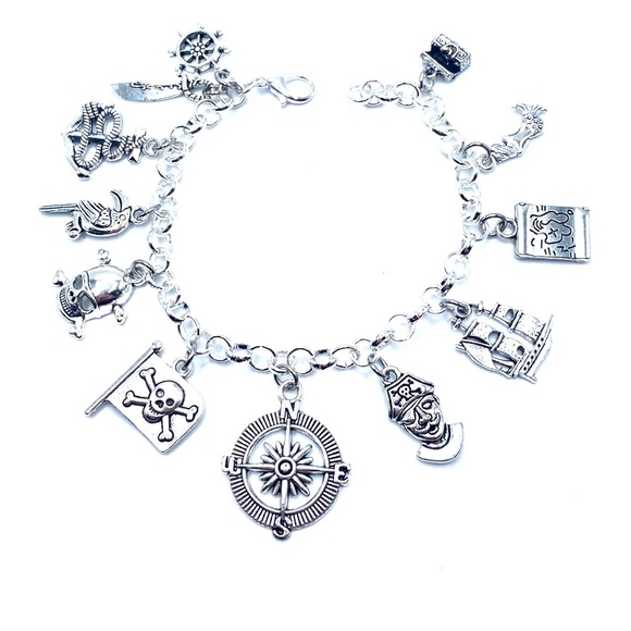 Pirate Charm Bracelet Skulls Treasures Ship Mermaid Charms - Picture 5 of 8
